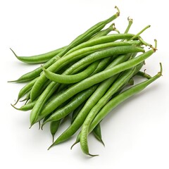 Fototapeta premium Fresh Green Beans isolated on white background. close op view