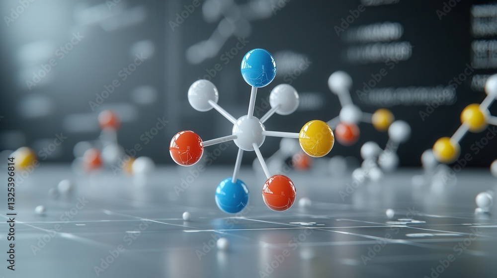 Poster a highly detailed and accurate 3d digital rendering of a complex molecular structure showcasing the 