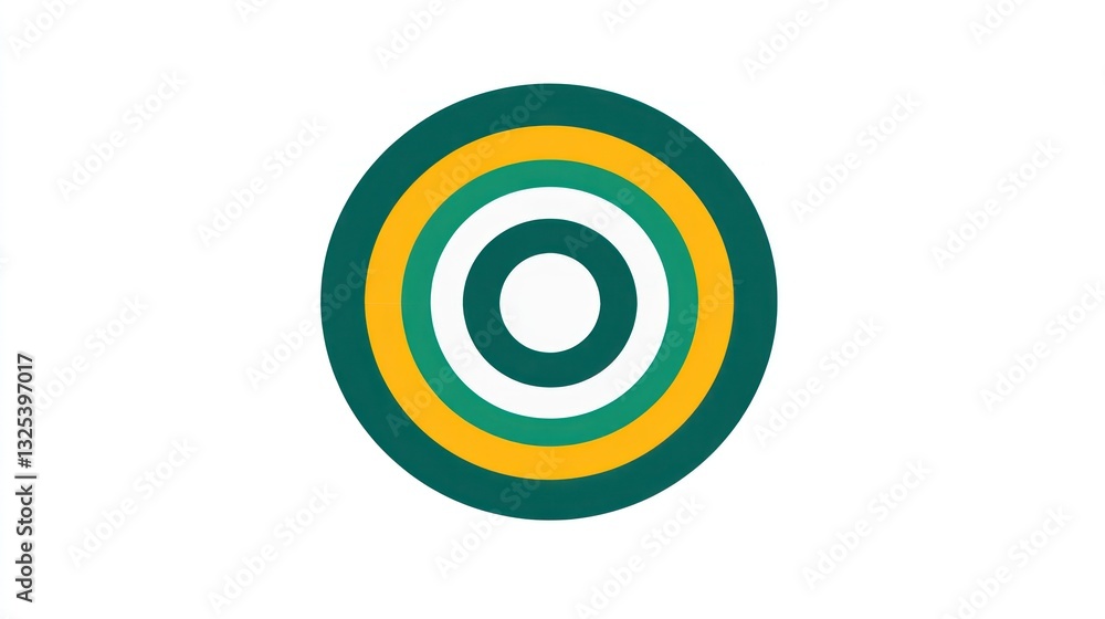 Poster concentric circles in green and yellow abstract design for modern projects
