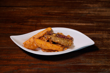 Delicious sweet potato fries kitchen food photography indoor close-up flavorful snack
