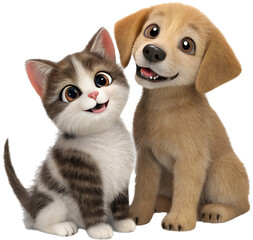 Obraz premium The lovable kitten and puppy couple bring joy, warmth, and sweetness to any heart. 