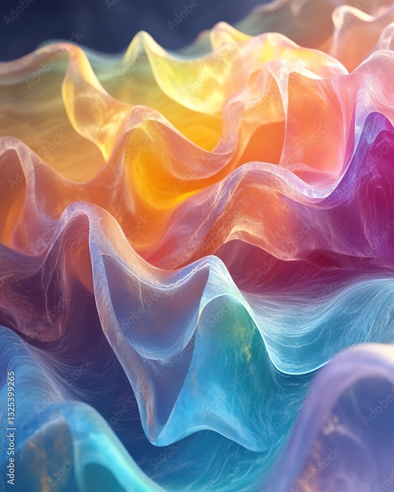 Poster abstract layers of vibrant color smoothly flowing together and merging