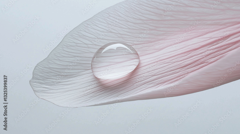 Poster delicate water droplet rests on soft pink petal, showcasing nature intricate beauty. close up view h