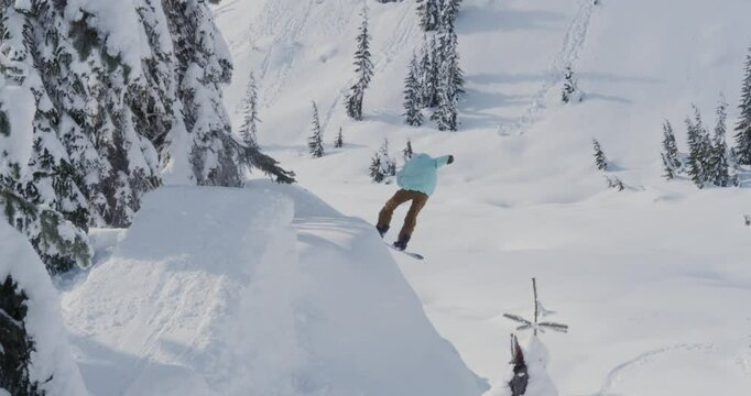 Slow Motion Back Flip Snowboard Trick