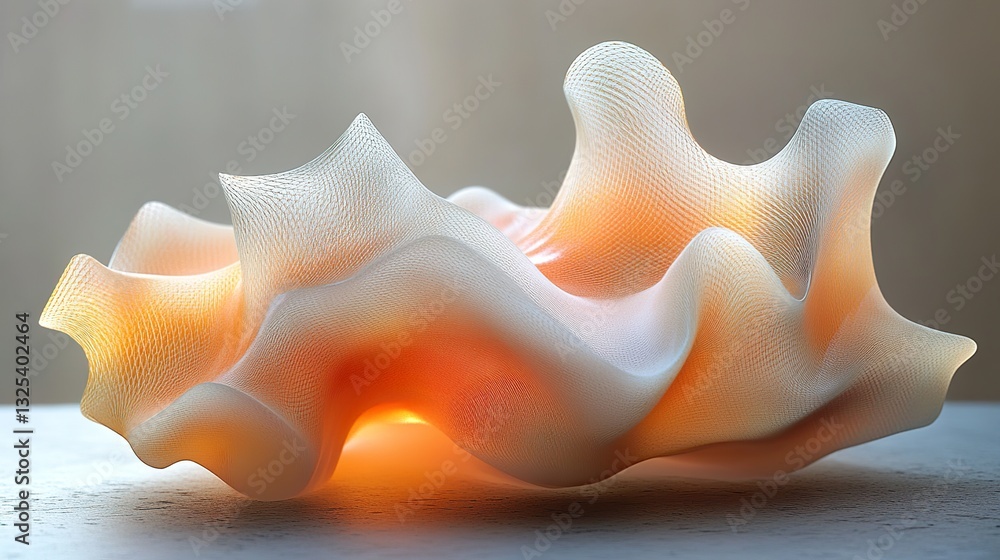 Poster An abstract flowing sculpture displaying soft colors and a unique design