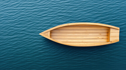 Obraz premium classic wooden boat floating on deep navy water, evoking tranquility