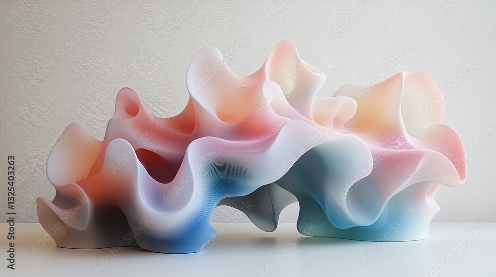 Poster a colorful abstract sculpture with soft curving forms