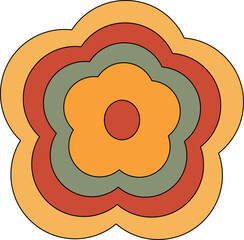 Psychedelic Retro Flower Rainbow Element