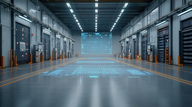 A modern highly efficient smart warehouse equipped with cutting edge digital technology for automated inventory management streamlined logistics and optimized distribution