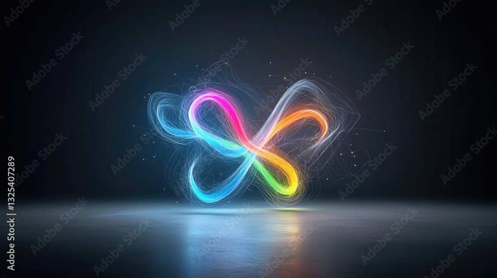 Poster a captivating abstract digital painting featuring vibrant fluid shapes and lines in a mesmerizing ev