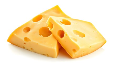 Cheese slices isolated on white background