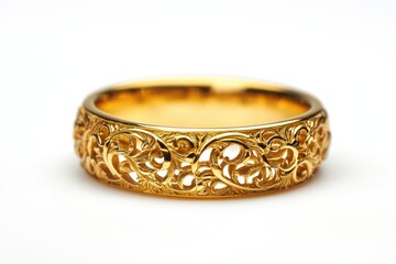 Gold filigree ring on white background (3)