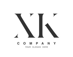 XK logo design. Initial letter x and k serif font style. Creative classic company name typography. Trendy logotype or identity.