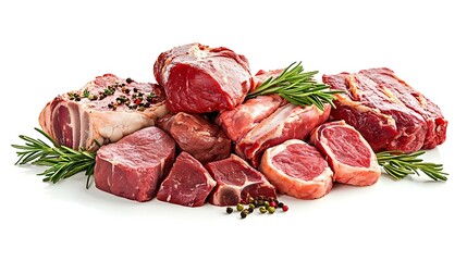 Meat assortment different raw meat isolated