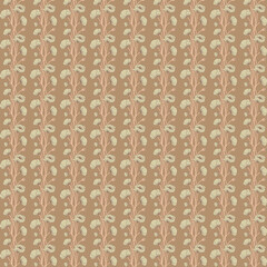 Vertical botanical pattern with stylized flowers on a warm brown background. Perfect for vintage textiles, wallpaper, and retro-themed designs.