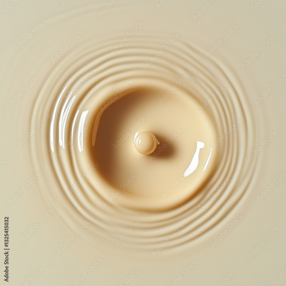 Poster beige liquid with a drop creating concentric circles.