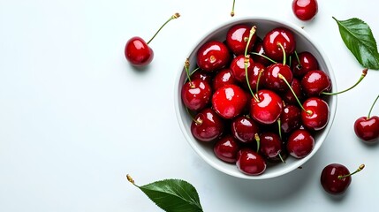 View from above on the bowl with fresh ripe red