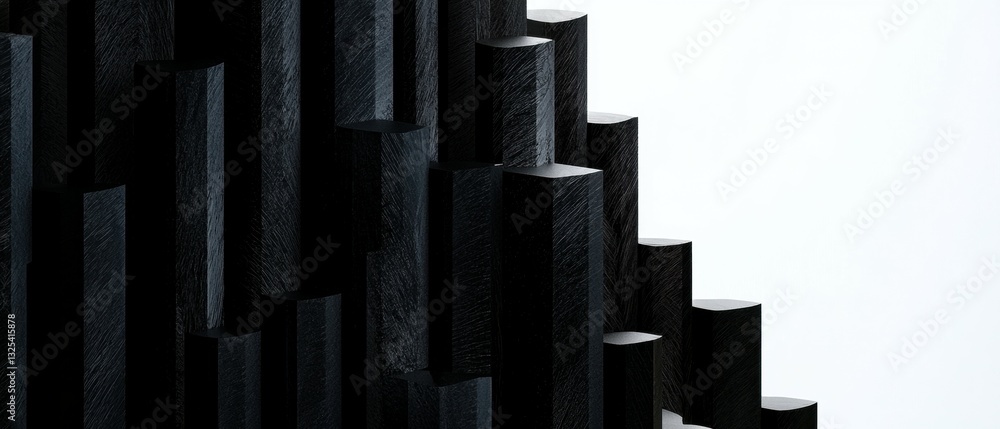 Poster dark hexagonal pillars abstract arrangement with geometric precision and minimalist design art
