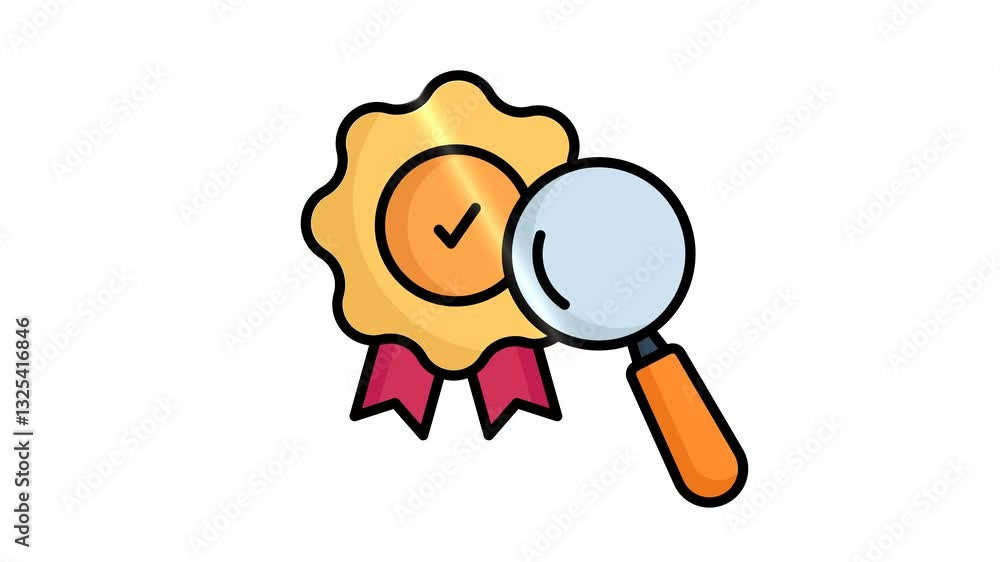Poster quality control animated icon. animated icon related to efficiency, productivity . suitable for user
