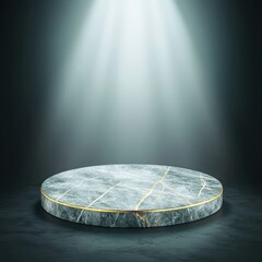 Obraz premium Elegant marble table captured with spotlight showcasing opulent design features and luxurious aesthetics