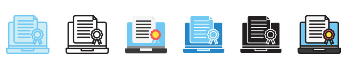 Fototapeta premium Achievement multi style icon set. use for modern concept, print, UI, UX kit, web and app development. Vector EPS 10, related to digital education, digital learning