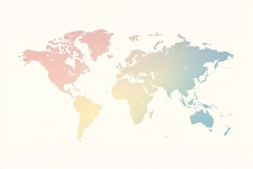 Pastel World Map Global Travel International Geography Colorful Continents