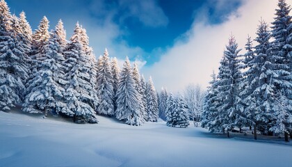 winter background with a beautiful snow covered trees enchanting christmas scene