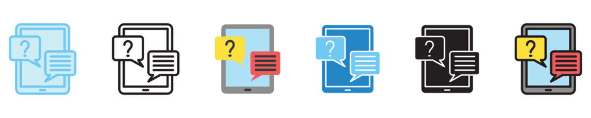Discussion multi style icon set. use for modern concept, print, UI, UX kit, web and app development. Vector EPS 10, related to digital education, digital learning