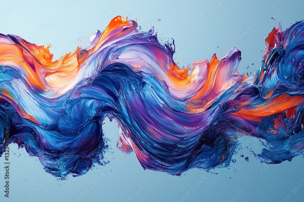 Aufkleber an abstract composition featuring colorful paint strokes and a smooth backdrop