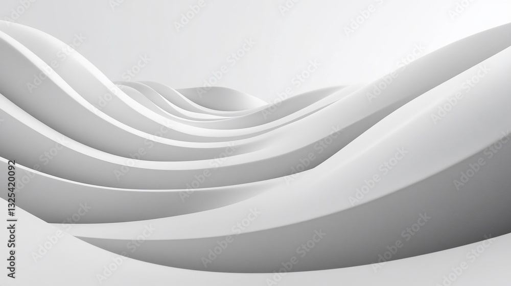 Poster white curved wave pattern abstract design smooth surface background texture