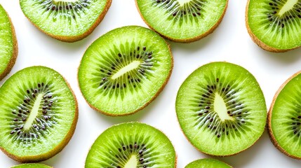 Fototapeta premium kiwi slices on white background