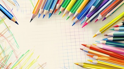 Fototapeta premium The Colored Pen Background of Children's Day: The Colorful Palette Painting the Dreamy Stage of Childhood