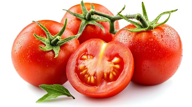 Red tomatoes with cut isolated on white - Powered by Adobe