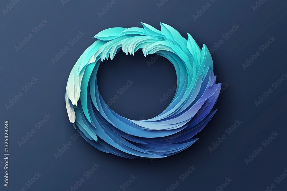 Aufkleber a circular design displays layered paper with flowing gradient colors