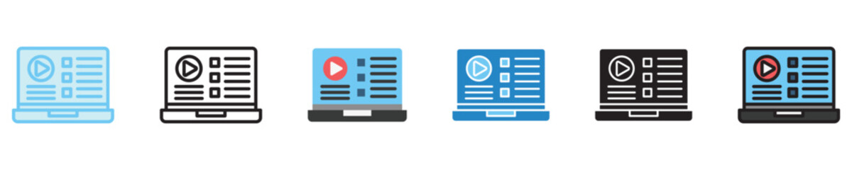 Content multi style icon set. use for modern concept, print, UI, UX kit, web and app development. Vector EPS 10, related to digital education, digital learning