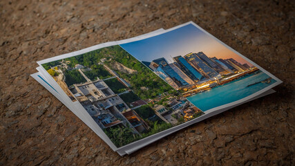 Travel photo album showcasing historic and modern destinations