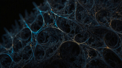 Naklejka premium Abstract web-like structure with glowing blue fractal details