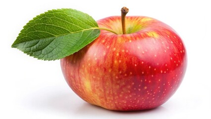 red apple with leaf