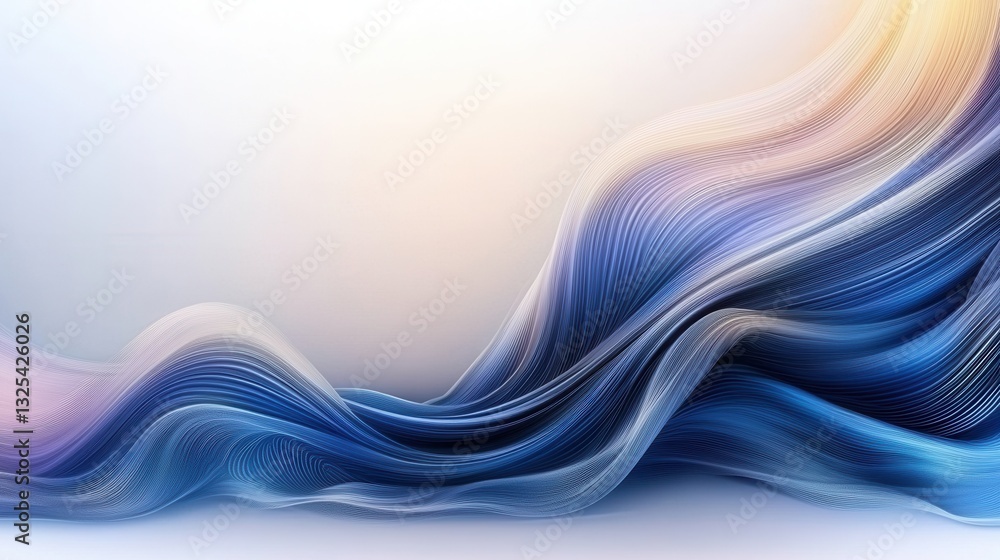Poster elegant and dynamic light blue wind currents swirling and flowing with a gentle soothing motion agai
