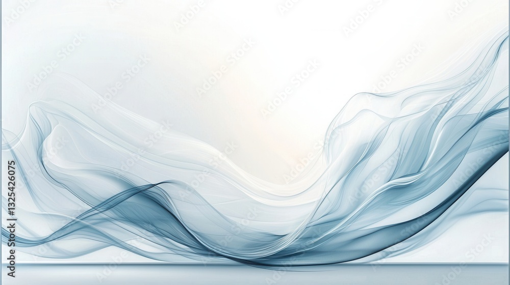 Poster a tranquil abstract composition of delicate wispy wind currents flowing and swirling against a soft 