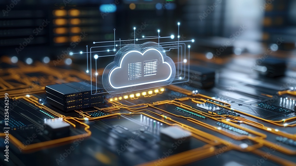 Poster sleek and advanced digital infrastructure icon depicting the of cloud computing data storage and pro