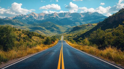Naklejka premium Scenic mountain road disappearing into the distance.