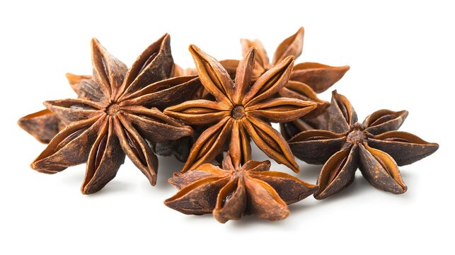 A group of star anises isolated on white