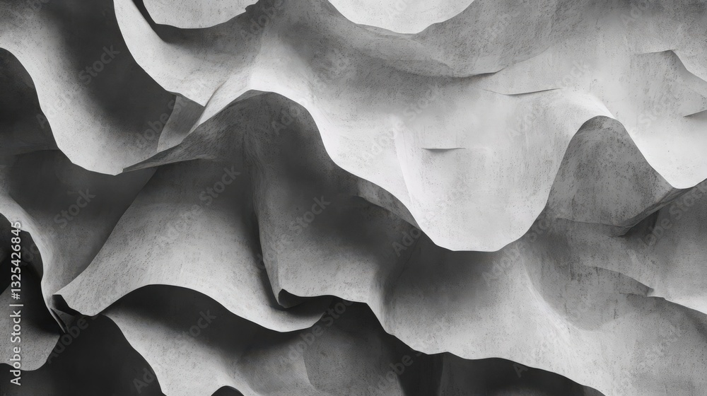 Poster monochromatic abstract waves with subtle texture and flowing depth illustration