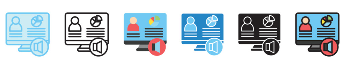 Presentation multi style icon set. use for modern concept, print, UI, UX kit, web and app development. Vector EPS 10, related to digital education, digital learning