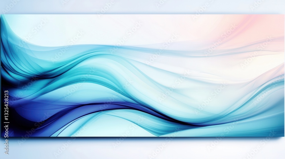 Poster mesmerizing abstract composition featuring soft flowing sky blue air currents gracefully twisting an