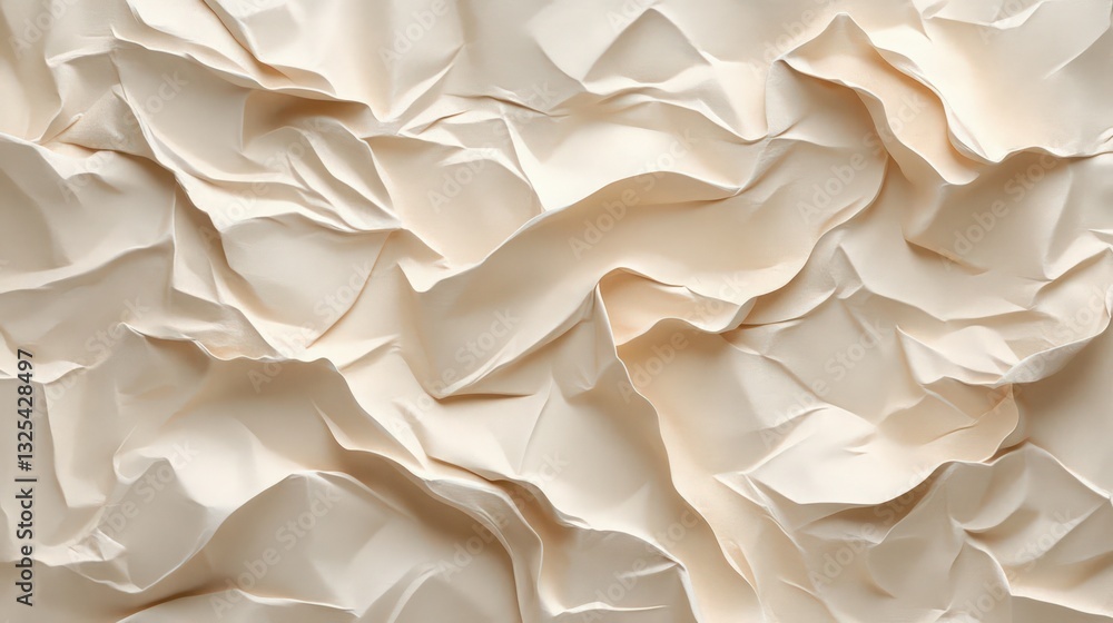 Poster sophisticated texture: abstract cream paper with elegant folds and shadows