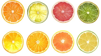 Obraz premium Collection of fruit slices isolated on white