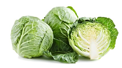 Fresh raw cabbage isolated on white background