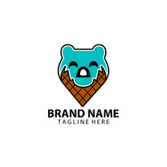 ice cream fox logo design vector